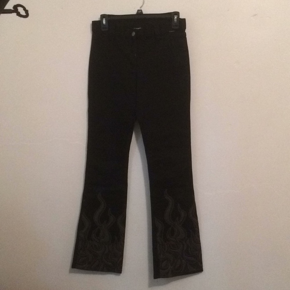 Black flame leg jeans